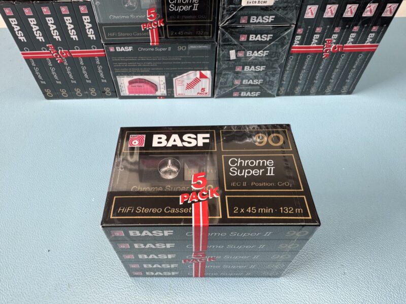 5er-Pack BASF Chrome Super II C90 MC Kassette Tape NEU und OVP