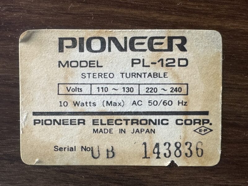 Plattenspieler Pioneer PL-12 D – Bild 8