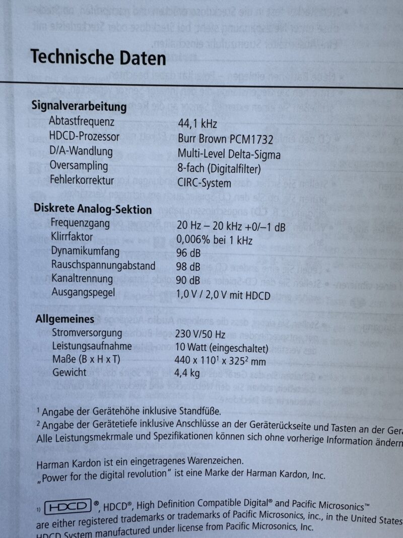 harman/kardon HD 755 - CD-Spieler mit Fernbedienung und Anleitung (2005) – Bild 14