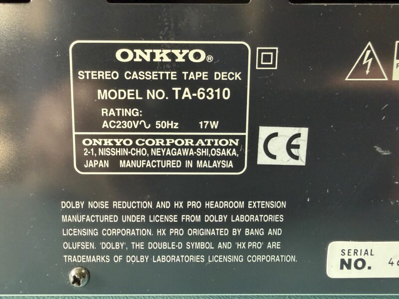 ONKYO TA-6310 Tapedeck mit Dolby B/C/S – Bild 5